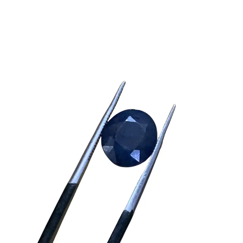 Natural 6.35ct blue sapphire gemstone of African origin, heat-treated.